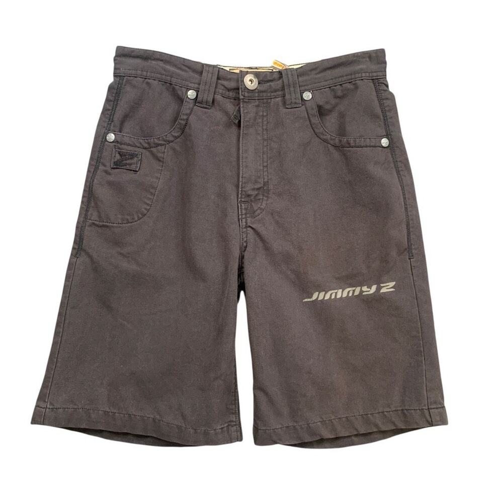 Vintage Jimmy Z Shorts Men 29 Charcoal Cotton Blend Inner Drawstring Embroidered